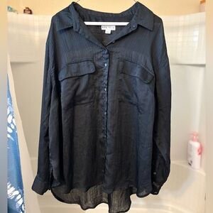 Ava & Viv Women's Black Button-Down Shirt